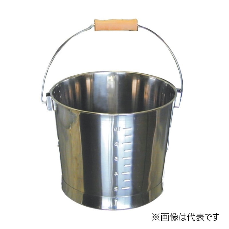スギコ産業 18-8 目盛付バケツ プレス 木製把手 10L SA0719-SH-640B 1個（ご注文単位1個）【直送品】