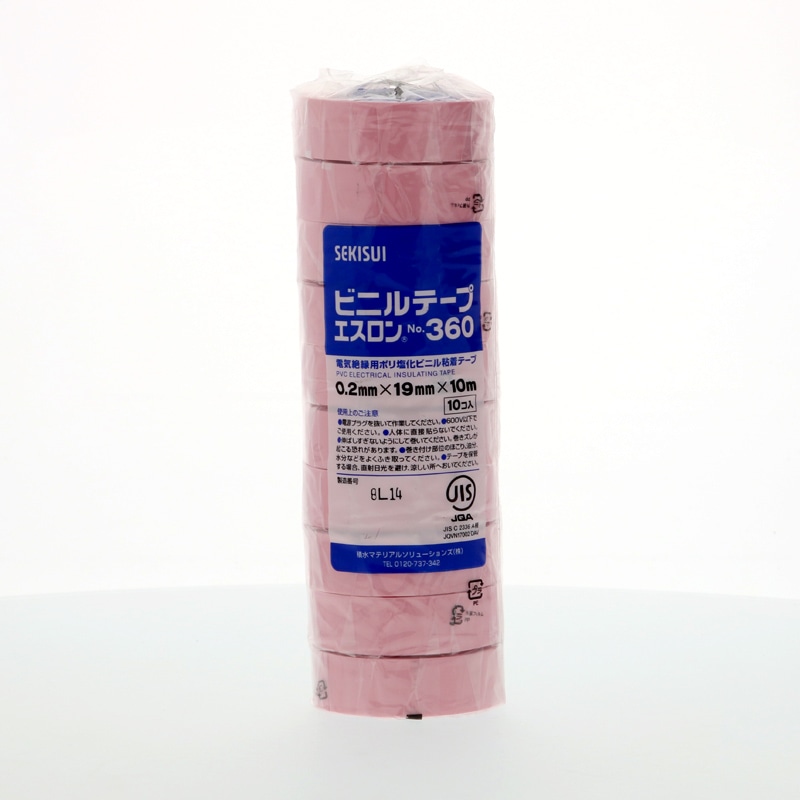 ビニールテープ エスロン 19×10 No.360 ピンク 1巻