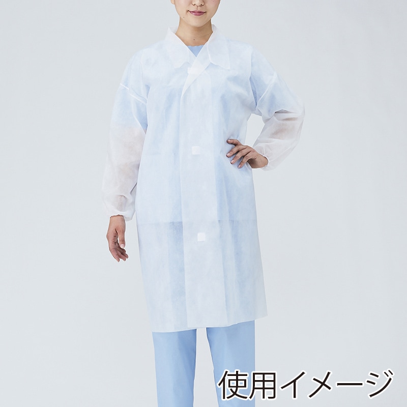 メディテックジャパン 不織布白衣　マジックテープ付 LL DHM-LL　ホワイト 50枚/袋（ご注文単位2袋）【直送品】