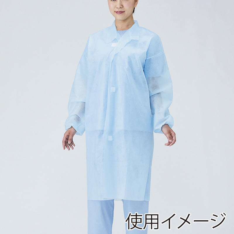 メディテックジャパン 不織布ガウンブルー　マジックテープ付 LL DHMB-LL　ブルー 50枚/袋（ご注文単位2袋）【直送品】