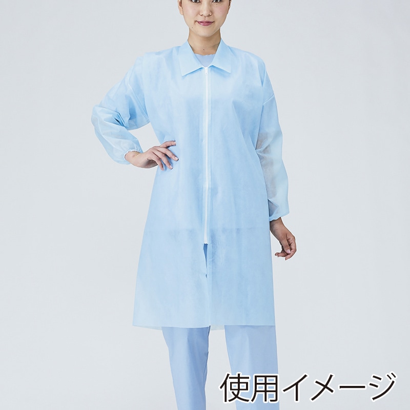メディテックジャパン ジッパー付　不織布ガウンブルー L DHZB-L　ブルー 50枚/袋（ご注文単位2袋）【直送品】