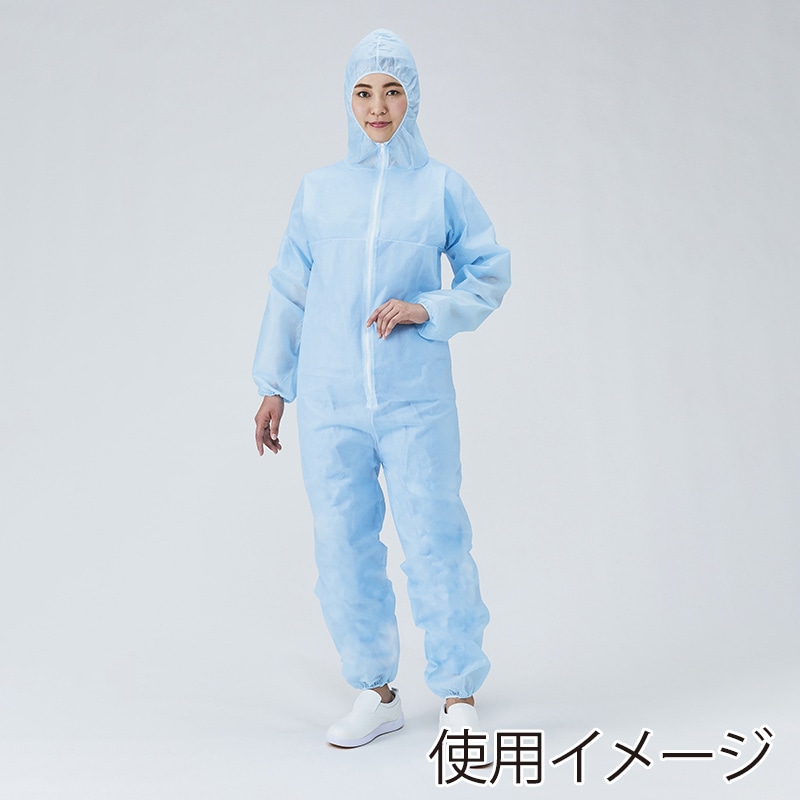 メディテックジャパン フード付　ジャンプスーツ LL FJSB-LL　ブルー 50枚/袋（ご注文単位1袋）【直送品】