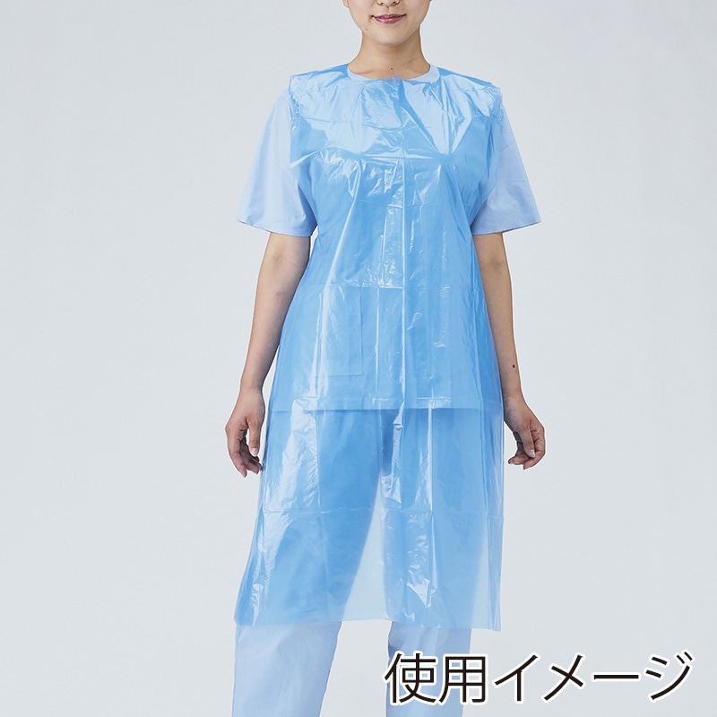 メディテックジャパン ネオソフトPEエプロン フリーサイズ EPUB-100　ブルー 50枚/箱（ご注文単位20箱）【直送品】