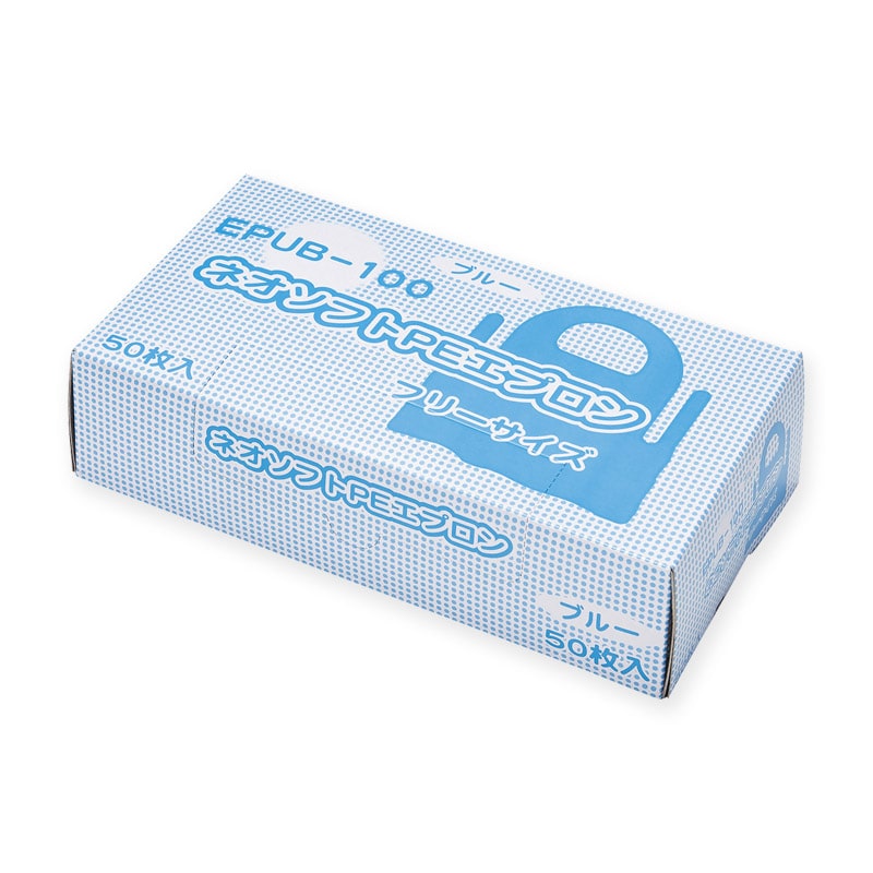 メディテックジャパン ネオソフトPEエプロン フリーサイズ EPUB-100 ブルー 50枚/箱(ご注文単位20箱)【直送品】