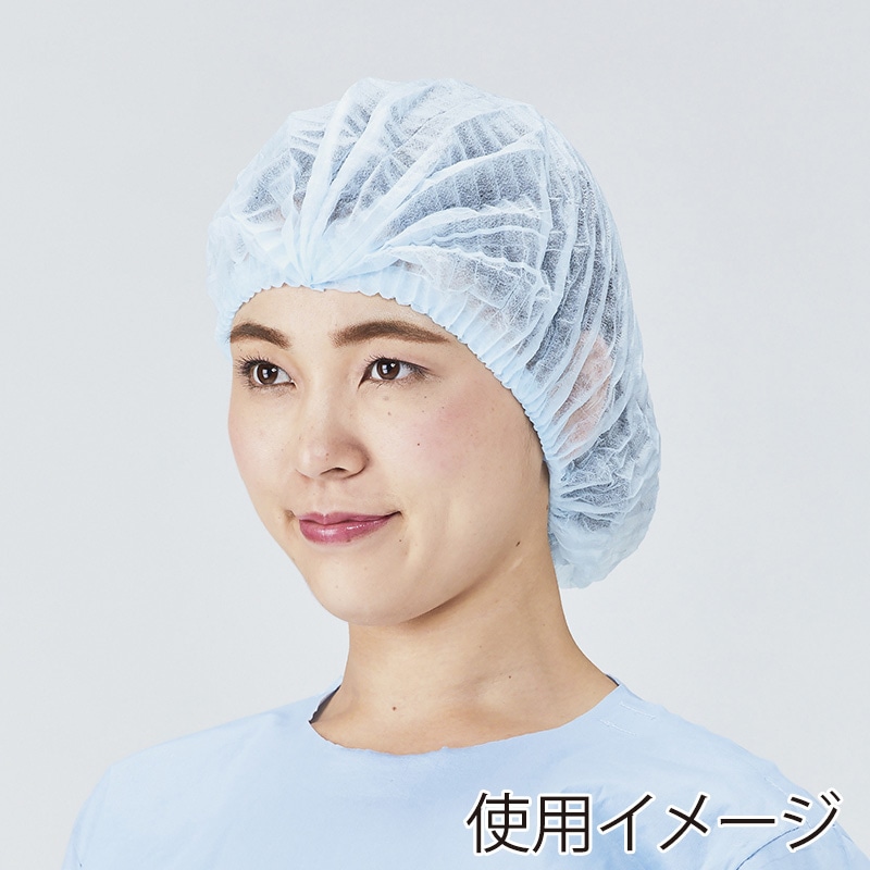 メディテックジャパン モブキャップ フリーサイズ CAP-001B　ブルー 100枚/袋（ご注文単位10袋）【直送品】