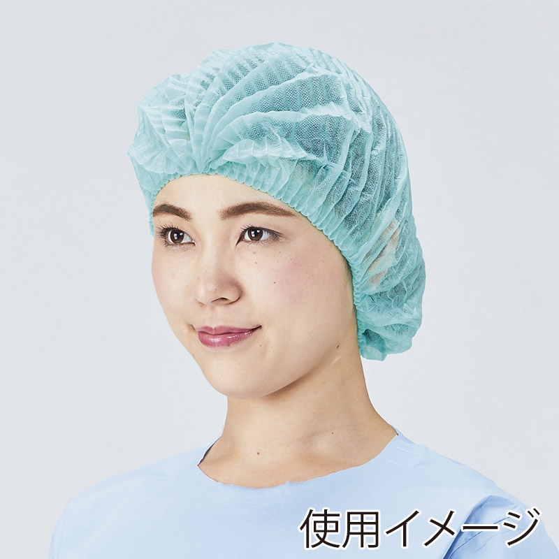 メディテックジャパン モブキャップ フリーサイズ CAP-001G　グリーン 100枚/袋（ご注文単位10袋）【直送品】
