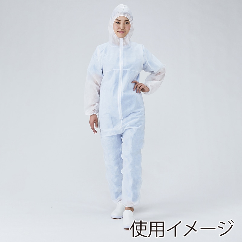 メディテックジャパン 不織布つなぎ服　フード付タイプ L FJS-L2　ホワイト 50枚/袋（ご注文単位1袋）【直送品】