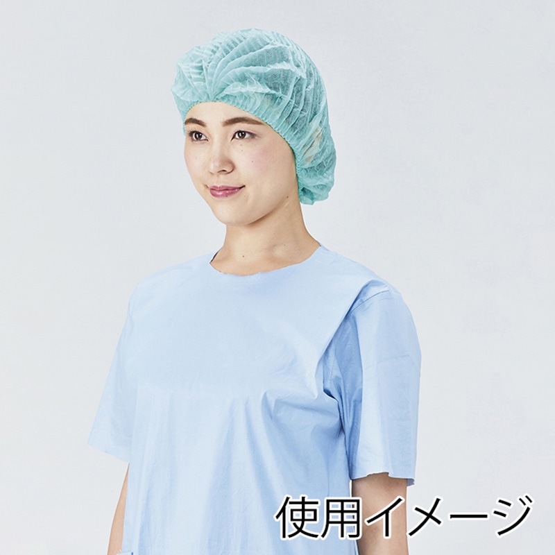 メディテックジャパン 不織布キャップ モブキャップ ネオV フリーサイズ グリーン CAP-001-2G 100枚/袋(ご注文単位20袋)【直送品】
