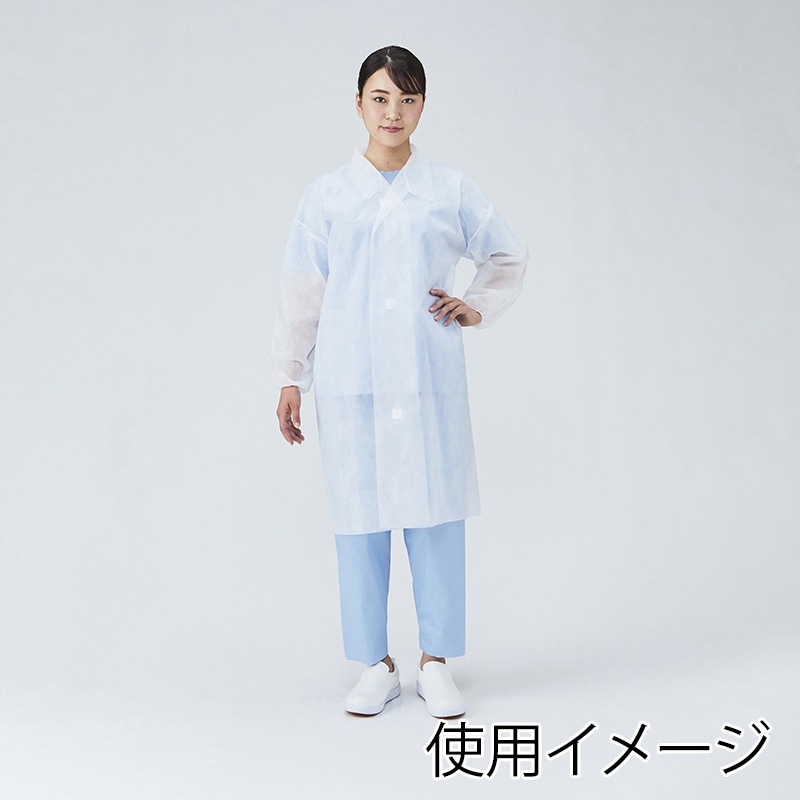 メディテックジャパン 不織布白衣　マジックテープ付 薄手タイプ DHM2-F 10枚/袋（ご注文単位16袋）【直送品】