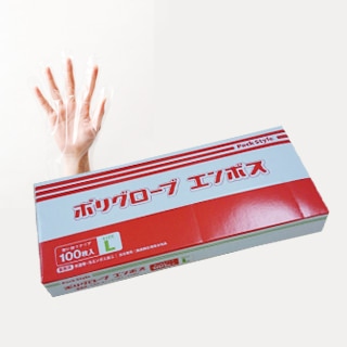 PS 使い捨て手袋 ポリグローブエンボス L 100枚/箱(ご注文単位60箱)【直送品】