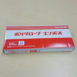 PS　使い捨て手袋　ポリグローブエンボス M  100枚/箱（ご注文単位60箱）【直送品】