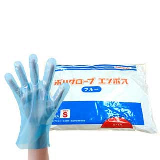 PS 使い捨て手袋 ポリグローブエンボス S 青 200枚/箱(ご注文単位30箱)【直送品】