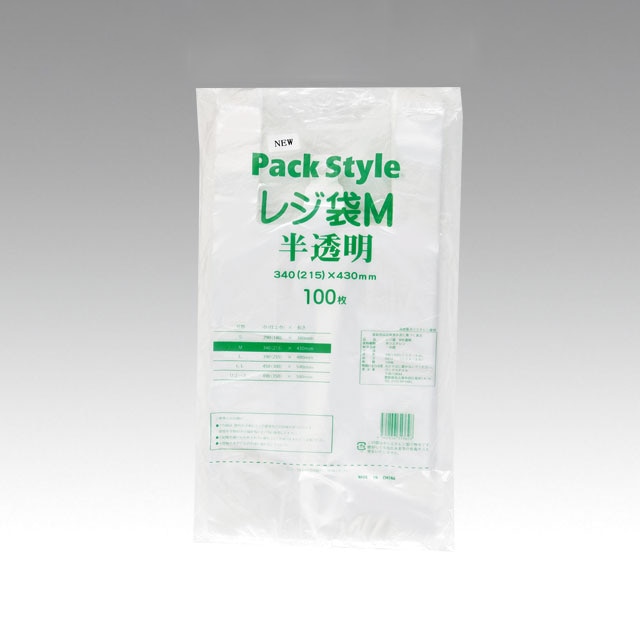 PS レジ袋 M 半透明 100枚/袋(ご注文単位20袋)【直送品】