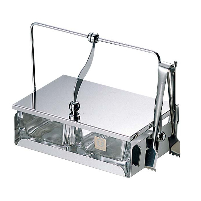 大塚硝子店 薬味入れ T-102(ガラス中子・トング付) 1個(ご注文単位1個)【直送品】