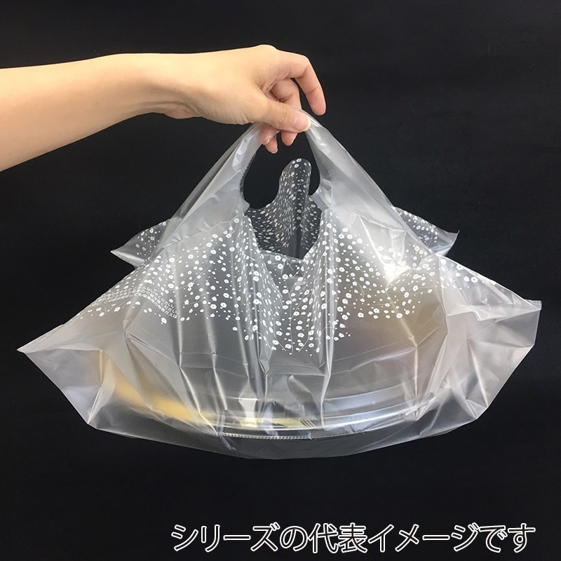 まつもと合成 手提げポリ袋　バンバンバッグ No.14 かすみ草 100枚/袋（ご注文単位10袋）【直送品】