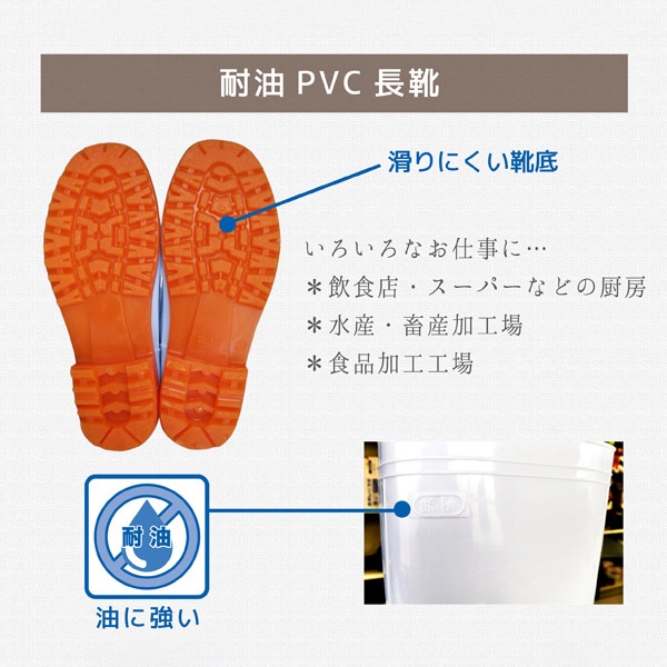 ジェイワークスプランニング 耐油PVC長靴 抗菌仕様 ホワイト 27.0cm JKP-05 1組(ご注文単位1組)【直送品】