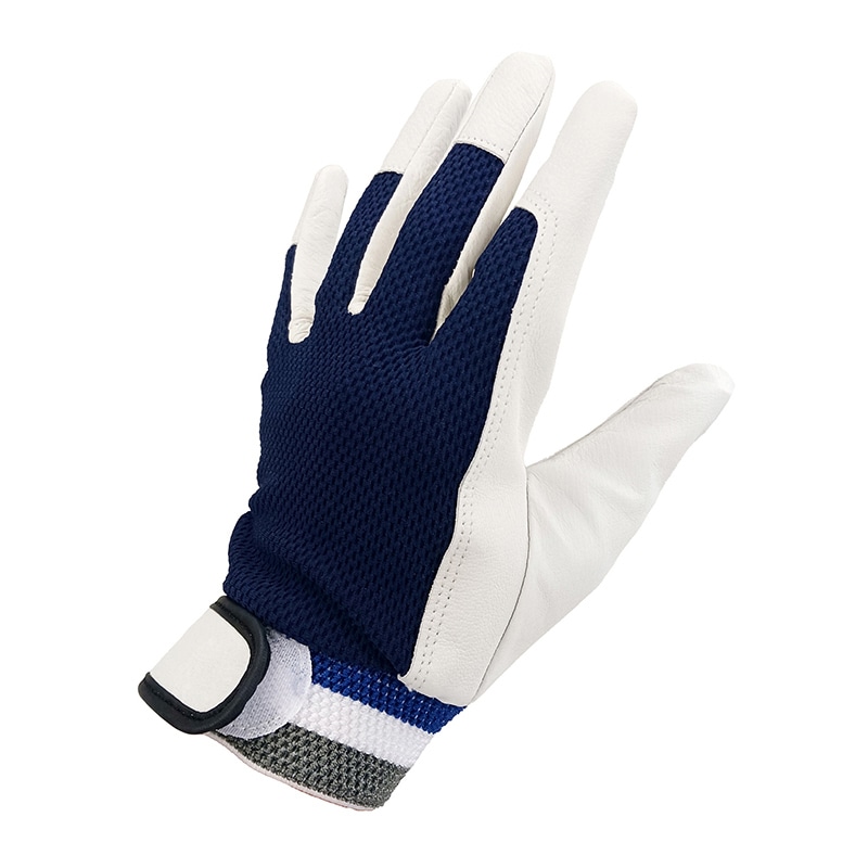 ジェイワークスプランニング 豚革手袋 甲ポリエステル マジック付 L ネイビー JWG-017 1組(ご注文単位10組)【直送品】