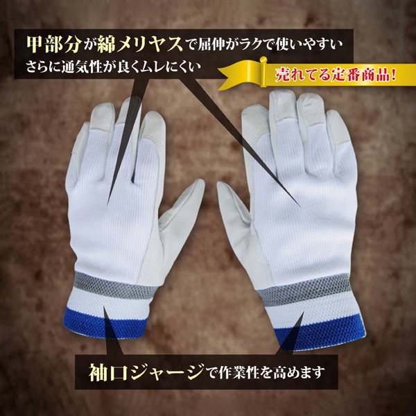 ジェイワークスプランニング 豚革手袋 甲メリヤス L JWG-011 1組(ご注文単位10組)【直送品】