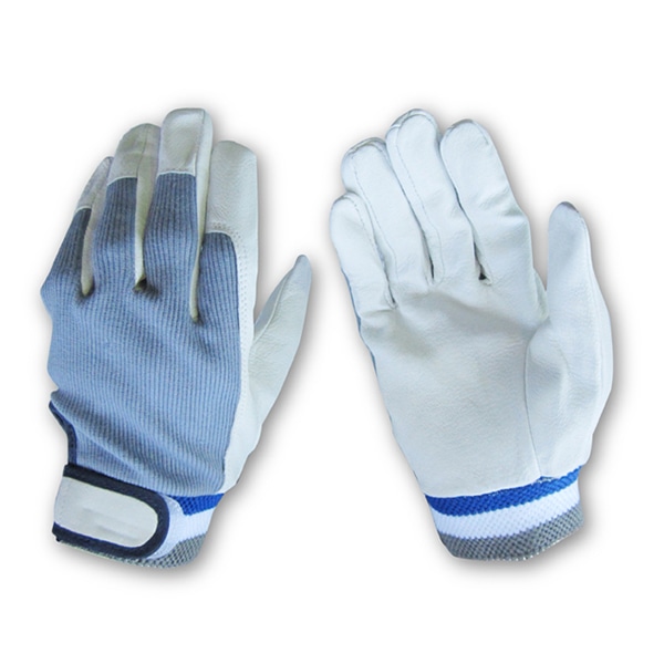 ジェイワークスプランニング 豚革手袋 甲メリヤス マジック付 L グレー JWG-015 1組(ご注文単位10組)【直送品】