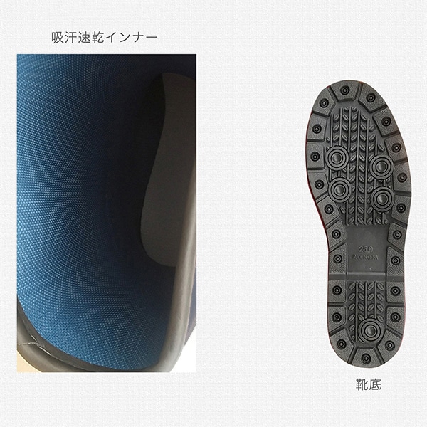 ジェイワークスプランニング 婦人 ゴム長靴 ネイビー 25.0cm JKL-0810 1組(ご注文単位1組)【直送品】