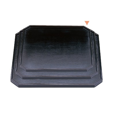 若泉漆器 隅切会席布目盆　黒　尺0.5寸  B-1-1 1個（ご注文単位1個）【直送品】