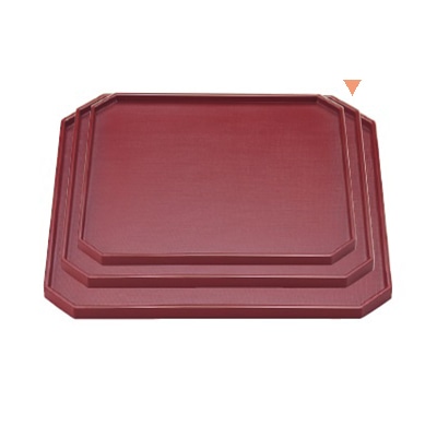 若泉漆器 隅切会席布目盆　銀朱塗　尺1寸  B-1-5 1個（ご注文単位1個）【直送品】