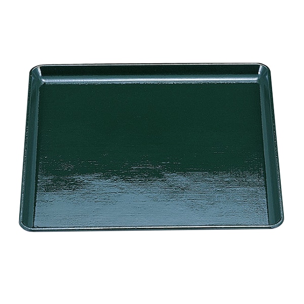 若泉漆器 耐熱角布目盆　グリーン　尺1寸 ノンスリップ加工 B-3-34 1個（ご注文単位1個）【直送品】