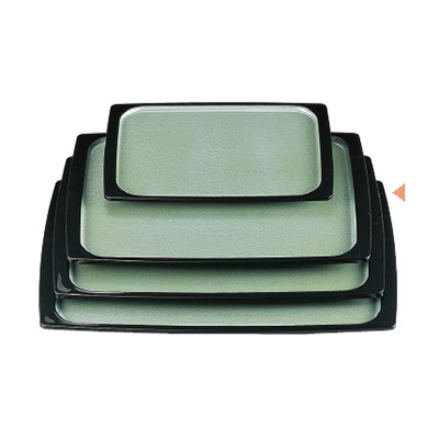 若泉漆器 渕太胴張盆　グリーン雲流渕黒　尺5寸 ノンスリップ加工 B-6-82 1個（ご注文単位1個）【直送品】