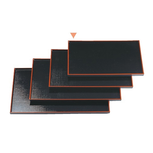 若泉漆器 布目長手盆　黒天朱　尺2寸 ノンスリップ加工 B-6-86 1個（ご注文単位1個）【直送品】