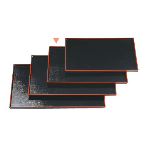 若泉漆器 布目長手盆　黒天朱　尺3寸 ノンスリップ加工 B-6-87 1個（ご注文単位1個）【直送品】