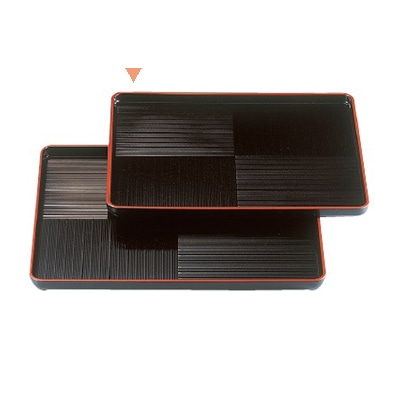 若泉漆器 長手市松盆　茶パール天朱　尺2寸 ノンスリップ加工 B-6-92 1個（ご注文単位1個）【直送品】