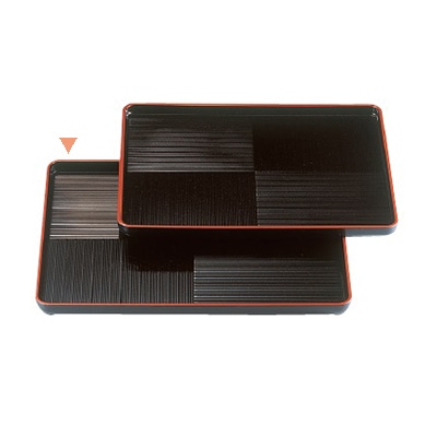 若泉漆器 長手市松盆　茶パール天朱　尺3寸 ノンスリップ加工 B-6-93 1個（ご注文単位1個）【直送品】