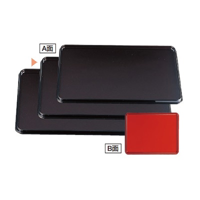 若泉漆器 長手両面盆　タメパール渕黒／朱天黒　尺4寸 ノンスリップ加工 B-6-95 1個（ご注文単位1個）【直送品】