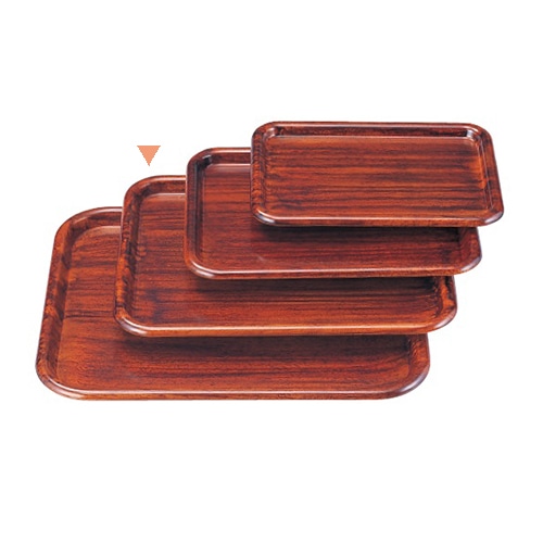 若泉漆器 新隅丸長手盆　紫檀木目　尺1.5寸  B-9-23 1個（ご注文単位1個）【直送品】