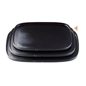 若泉漆器 新小判盆　黒刷毛目　尺3寸 ノンスリップ加工 B-10-11 1個（ご注文単位1個）【直送品】