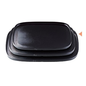 若泉漆器 新小判盆　黒刷毛目　尺4寸 ノンスリップ加工 B-10-12 1個（ご注文単位1個）【直送品】