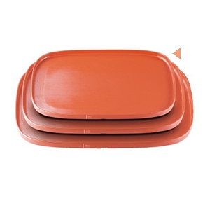 若泉漆器 新小判盆　朱刷毛目　尺2寸 ノンスリップ加工 B-10-13 1個（ご注文単位1個）【直送品】