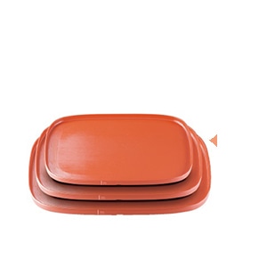 若泉漆器 新小判盆　朱刷毛目　尺4寸 ノンスリップ加工 B-10-15 1個（ご注文単位1個）【直送品】