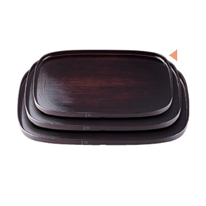 若泉漆器 新小判盆　溜刷毛目　尺2寸 ノンスリップ加工 B-10-16 1個（ご注文単位1個）【直送品】