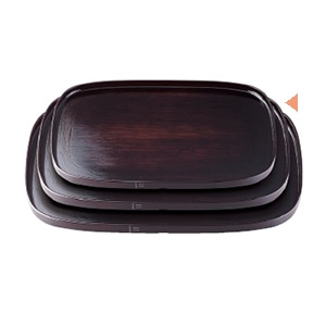 若泉漆器 新小判盆　溜刷毛目　尺3寸 ノンスリップ加工 B-10-17 1個（ご注文単位1個）【直送品】