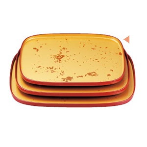 若泉漆器 新小判盆　色紙金箔渕朱　尺2寸  B-10-34 1個（ご注文単位1個）【直送品】