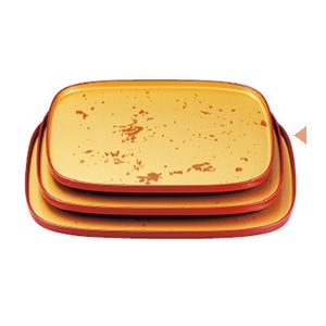 若泉漆器 新小判盆　色紙金箔渕朱　尺4寸  B-10-36 1個（ご注文単位1個）【直送品】