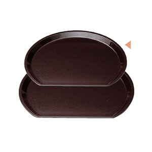 若泉漆器 羽反半月盆　マロン石目　尺2寸 ノンスリップ加工 B-12-15 1個（ご注文単位1個）【直送品】