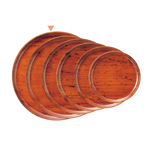 若泉漆器 丸盆　栃刷毛目塗　尺5寸 ノンスリップ加工 B-13-13 1個（ご注文単位1個）【直送品】