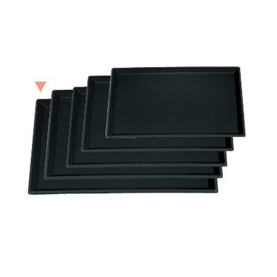 若泉漆器 富士長手木目盆 黒 尺8寸 ノンスリップ加工 B-31-7 1個(ご注文単位1個)【直送品】