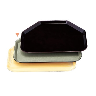 若泉漆器 耐熱六角トレー グリーン雲流 ノンスリップ加工 B-70-17 1個(ご注文単位1個)【直送品】