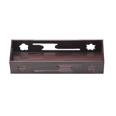 若泉漆器 8.5寸長手透かし盛器 新溜内塗 M-6-60 1個(ご注文単位1個)【直送品】