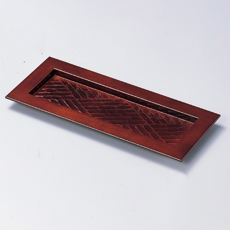 若泉漆器 尺1寸つば付長角皿　栃  M-6-96 1個（ご注文単位1個）【直送品】