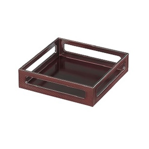 若泉漆器 7寸角透かし盛器 溜 M-7-9 1個(ご注文単位1個)【直送品】