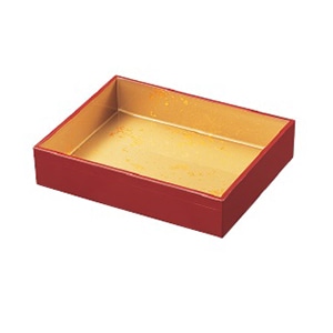 若泉漆器 長角盛箱　朱内色紙金箔S・H塗 大 M-7-36 1個（ご注文単位1個）【直送品】